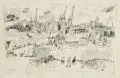 Ansicht von Lübeck. Wohl 1970er Jahre by Horst Skodlerrak, Federzeichnung in Tusche, aquarelliert, auf gelblichem Pergamentpapier, offered Nov 2023
