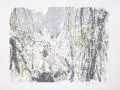 Chu Teh-chun, Ohne Titel (Grün-Gelb-Grau). Späte 1980er / frühe 1990er Jahre, Farblithografie auf leichtem, chamoisfarbenen Büttenkarton
