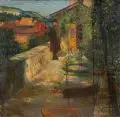 Ferdinand Dorsch, Blick ins Land, 1902, Öl auf Leinwand, vollflächig wohl von Künstlerhand auf kräftige Malpappe kaschiert