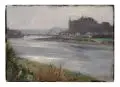 Paul Söborg, Blick auf die Albrechtsburg Meißen, Vor 1903, Öl auf Leinwand, vollflächig auf Malpappe kaschiert und im Randbereich umlaufend verstärkt