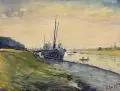 Arthur Geissler, An der Elbe mit Zille, 1923, Aquarell