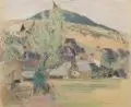 Hans Richard Heinmann, Blick auf Geising. Wohl 1940er Jahre, Farbige Pastellkreidezeichnung