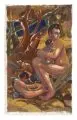 Moritz Melzer, Mutter mit Kindern (?), Um 1913, Farbmonotypie auf Japan