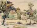 Fritz Ernst Rentsch, Sommerlandschaft / Winter am Stadtrand, 1921/1934, Aquarelle auf Transparentpapier bzw