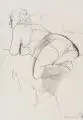 Ernst Hassebrauk, Kauernde auf einem Neorokoko-Sofa, Wohl 1947, Grafitzeichnung
