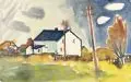Erhard Hippold, Neuendorf (Hiddensee), Aquarelle über Grafitzeichnung auf Bütten. "Neuendorf" u.re. monogrammiert "E.H." und datiert