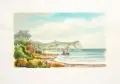 Helmut Maletzke, Blick auf Arkona, Aquarell und Farbkreide auf kräftigem, strukturiertem Aquarellpapier