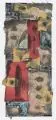 Albert Wigand, Drei schwarze Punkte auf rot, 4 schwarze Punkte auf Stoff, 1971, Collage (verschiedene Papiere und Stoffe) und Aquarell auf Malpappe