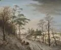 Gerrit Jan Michaëlis, Holzsammler im Winterwald. 1. H. 19. Jh, Öl auf Leinwand