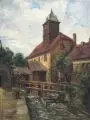 Hugo Mieth, Turmhaus und Färbergraben, Dresden (?). Frühes 20. Jh, Öl auf Leinwand
