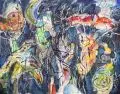 Andreas Dress, pott porri, 1995/1996, Öl, Wasserfarben und farbige Tusche auf Leinwand