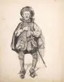 Ferdinand Dorsch, Der kostümierte Türhüter, Kohlestiftzeichnungen