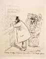 Jean-Louis Forain, Ici on Souscrit pour LES PAUVRES, Federzeichnung in Tusche und blauer Farbstift
