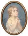 Johann Slevogt, Betendes Mädchen, 1910, Farbige Pastellkreidezeichnung, im Oval
