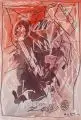 Strukturen auf rotem Grund by Günter Horlbeck, 2002, Aquarell, Tusche und Fettkreide auf "Hahnemühle"-Bütten, offered Mar 2023
