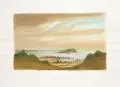 Helmut Maletzke, Mönchgut, Blick auf Groß Zicker, Aquarell und Farbkreide auf kräftigem, strukturierten Aquarellpapier