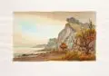 Helmut Maletzke, Steilküste, Aquarell und Farbkreide auf kräftigem, strukturierten Aquarellpapier