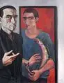 Judith Ostermeyer, und Norbert Wagenbrett, Doppelbildnis Norbert mit Hecht, 2003/2004, Öl auf Leinwand