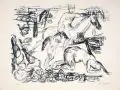 Charles Crodel, Knabenraub, Farblithografie in Blauschwarz auf Maschinenbütten