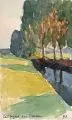 Georg Estler, Laubegast bei Dresden, Wohl 1930, Aquarell über Bleistiftzeichnung