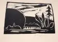 Karl Opfermann, Landschaft, 1923, Holzschnitt auf Maschinenbütten