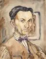 Rudolf Schlichter, Bildnis Géza von Cziffra, Um 1926/1927, Aquarell über Bleistiftzeichnung auf ockerfarbenem "Hahnemühle"-Bütten