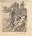 Robert Sterl, Steinbrecher, Wohl 1920, Kohlestiftzeichnung, partiell in Grafit gehöht, auf dünnem, gelblichen Papier