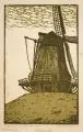 Carl Thiemann, Blick auf Dordrecht, Farbholzschnitt auf Japan / Radierung mit Plattenton
