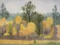 Fritz Tröger, Am Waldrand, 1942, Aquarell über Blei auf Torchon