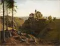 Eugen Jettel, Blick auf Burg Hohnstein in der Sächsischen Schweiz, 1879, Öl auf Leinwand