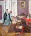 Ferdinand Dorsch, Interieur mit roter Decke, 1917, Öl auf Leinwand
