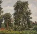 Wilhelm Legler, Vor dem Gehöft (wohl Marchfeld bei Wien), 1937, Öl auf Leinwand