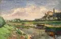 Norbert Wilhelm Müller, Blick über die Elbe auf Meißen, 1924, Öl auf Leinwand