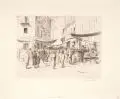 Ernst Oppler, Markt in Palermo / Blick auf den Petersdom in Rom, Um 1920, Vernis-mou mit leichtem Plattenton auf Bütten