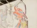 Charles Crodel, Papageienhaus, Wohl 1960, Aquarell über Bleistift auf Papier