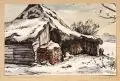 Rosso Hugo Majores, Fischerhütte im Schnee, 1943, Aquarell