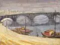 Clemens Kindling, Elbbrücke in Dresden, 1940, Öl auf Malpappe