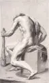 A. Krogsgaard, Rückenansicht des Herkules, 1829, Kohlestiftzeichnung auf feinem Bütten