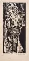 Curt Großpietsch, Junge Frau in der Stadt, Um 1919, Holzschnitt auf gelblichem, wolkigen Papier