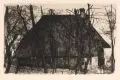 Bauernhaus, auf das man zwischen Bäumen hindurch sieht by Wilhelm Maria Leibl, Um 1875/1876, Radierung auf Maschinenbütten mit Wasserzeichen (Einhorn und Monogramm "YGZ"), offered Jun 2022