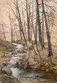 Henri Marcette, Bewaldeter Bachlauf bei Spa (Lüttich, Belgien), 1888, Aquarell auf Bütten, partiell mit Deckweiß gehöht