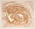Wolfgang E. Biedermann, Phallische Landschaft, 1982/1977, Farbradierungen in Braun auf Bütten