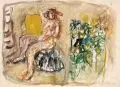 Horst Leifer, Weiblicher Akt im Raum, 1977, Aquarell, farbige Kreiden und Tempera auf gelblichem Papier