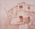 Ulrich Lindner, Villa in Blasewitz 1966 I / II / III, 1966, Fotografien, getont, auf farbigem Barytkarton (?), kaschiert auf chamoisfarbenem Untersatzkarton