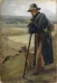 Schäfer vor sächsischer Landschaft by Christian Friedrich Gille, 1880, Öl auf Malpappe, offered Mar 2022