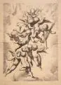 Guido Reni, Engel in Herrlichkeit, 1607, Radierung nach einer Zeichnung von Luca Cambiaso