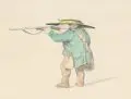 Gottlob Michael Wentzel, (zugeschr.), Drei humoreske Figurendarstellungen. Mitte 19. Jh, Bleistiftzeichnungen, aquarelliert, auf getönten Papieren bzw