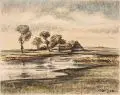 Fischerhäuser am Bodden. Wohl 1930er Jahre by Rosso Hugo Majores, Aquarell und Kreide auf Papier, offered Mar 2022