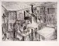 Peter Herrmann, Kneipenszene mit Paar, 1968, Radierung auf Bütten