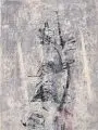Timm Kregel, Noch die Vier, 1995, Farbmonotypie auf handgeschöpftem, faserigen Papier
